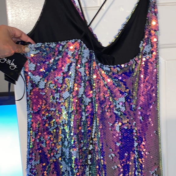 Sequin cocktail dress. Mermaid tones. - Picture 3 of 5